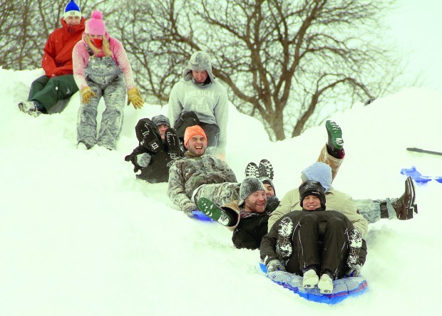Mallards sledding